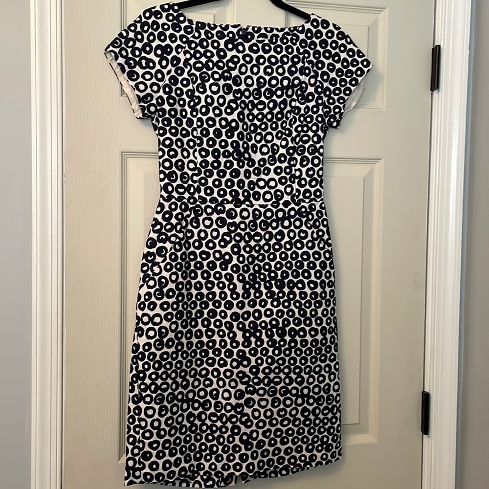 J. Crew Factory Navy and White Midi Dress